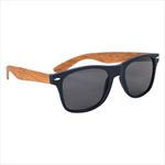Navy Blue Frames with Bamboo Look Temples Side